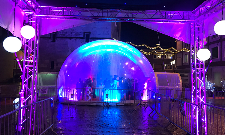 igloo gonflable de 8 mètres bar à bulle